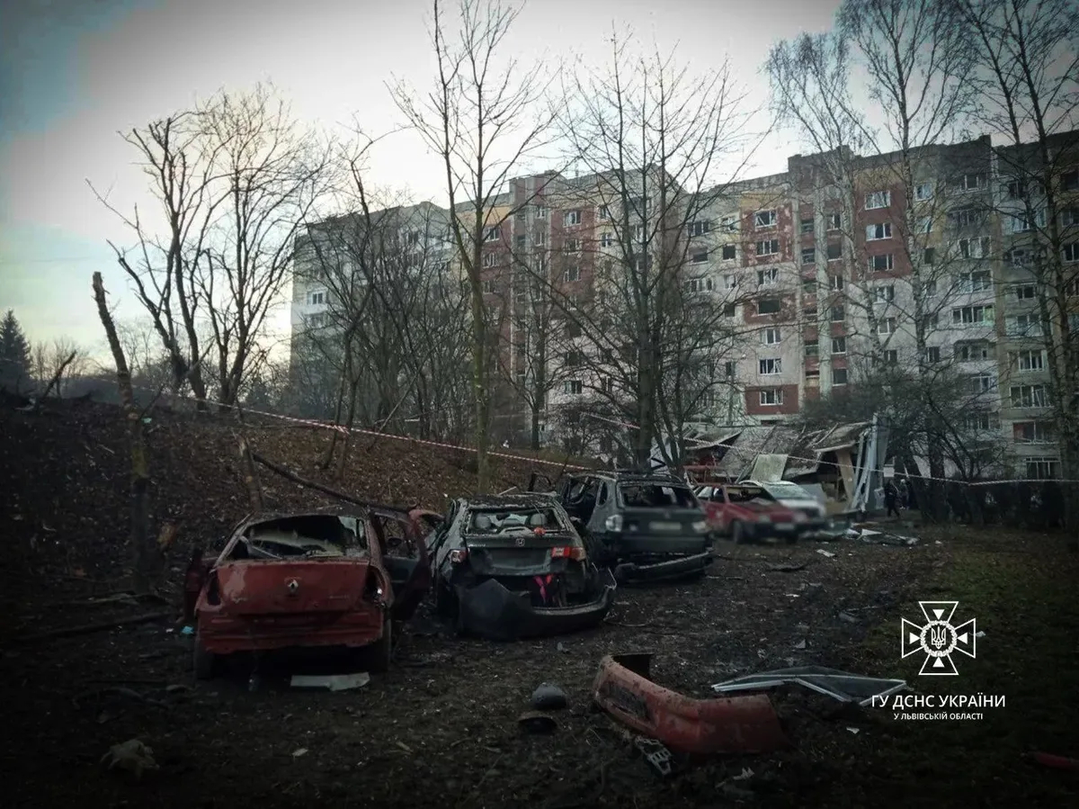 The aftermath of the attack on Lviv. Photo: State Emergency Service of Ukraine