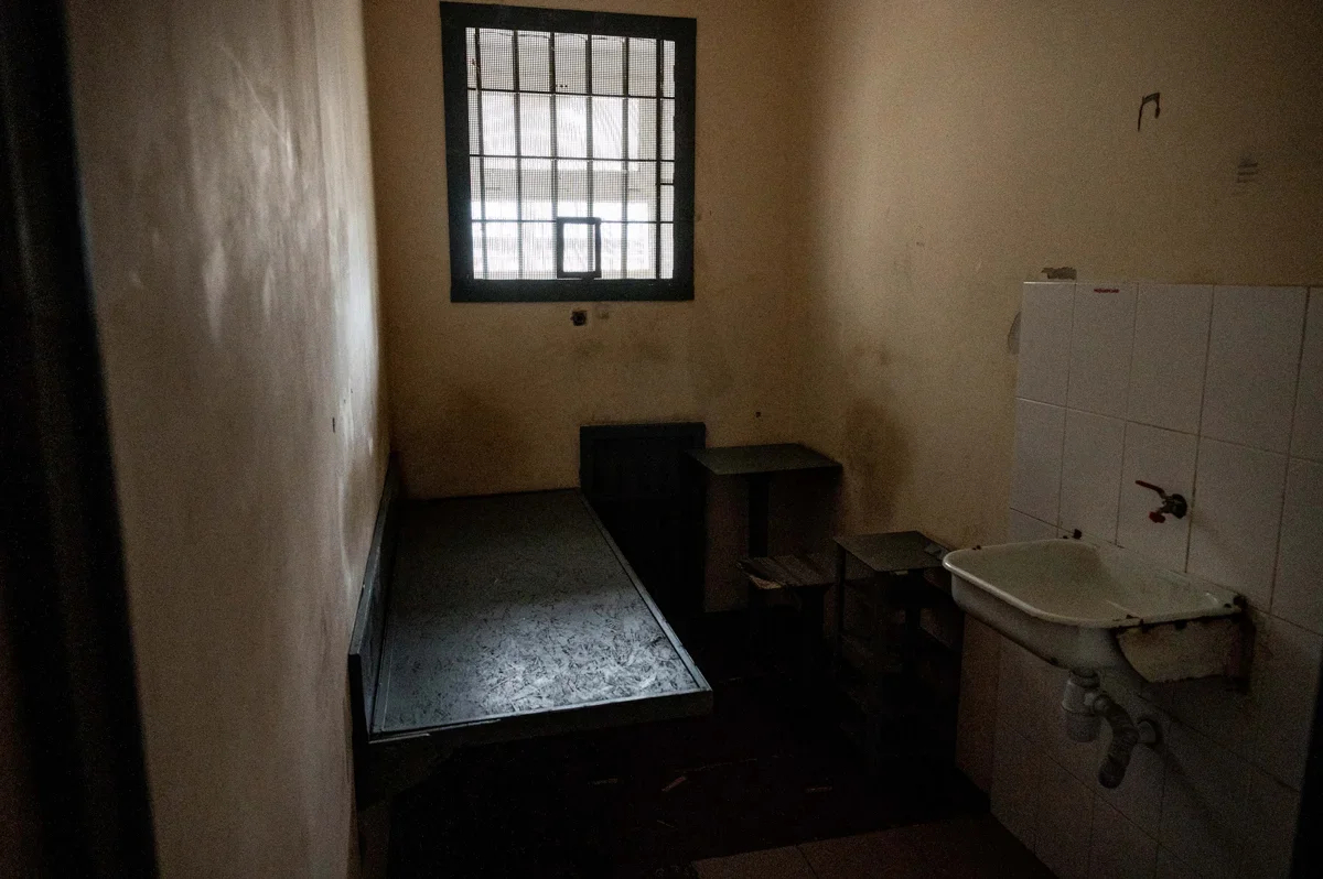 A prison cell used by Russian security forces during its occupation of Kherson, Ukraine, 22 May 2023. Photo: Michael Brochstein / Sipa USA / Vida Press