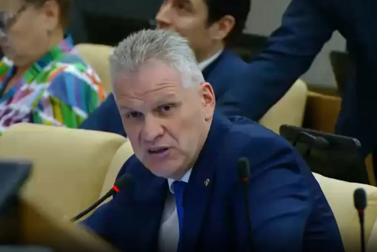 Депутат от КПРФ Алексей Куринный во время выступления в Госдуме, 17 июля 2025 года. Фото: скриншот видео / duma.gov.ru