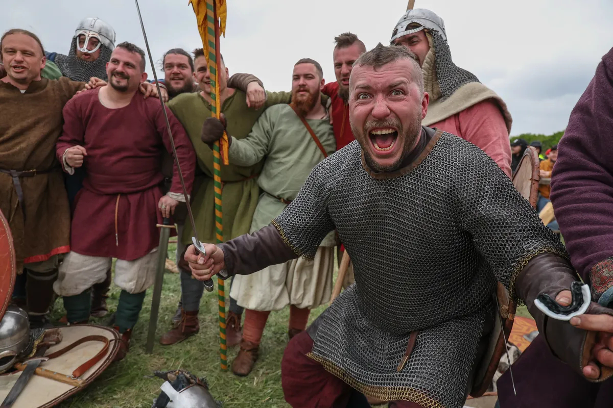 Re-enactors take part in the Rusborg early medieval culture festival near Yelets, Lipetsk region, Russia, 10 May 2025. Photo: EPA / MAXIM SHIPENKOV