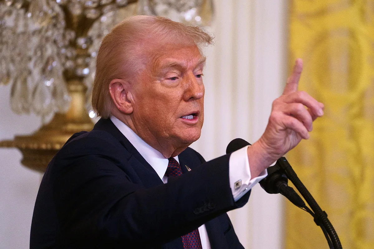 Президент США Дональд Трамп во время пресс-конференции с премьер-министром Великобритании Киром Стармером, Вашингтон, округ Колумбия, США, 27 февраля 2025 года. Фото: Will Oliver / EPA-EFE
