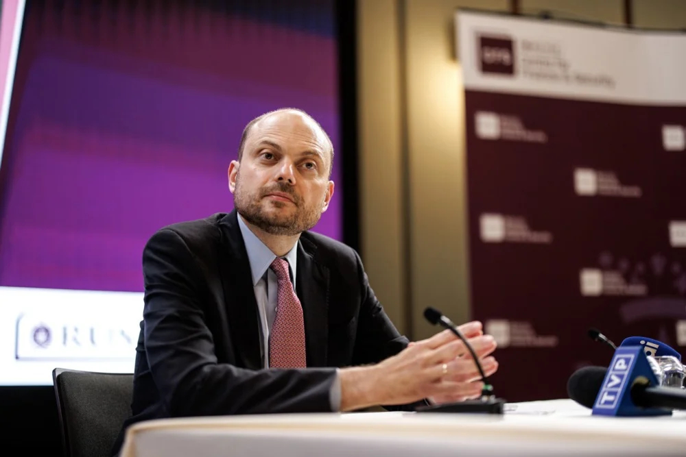 Vladimir Kara-Murza attends a press conference organized by the Global Magnitsky Justice Campaign at The Royal United Services Institute (RUSI) in London, Britain, 20 September 2024. Photo: EPA/TOLGA AKMEN
