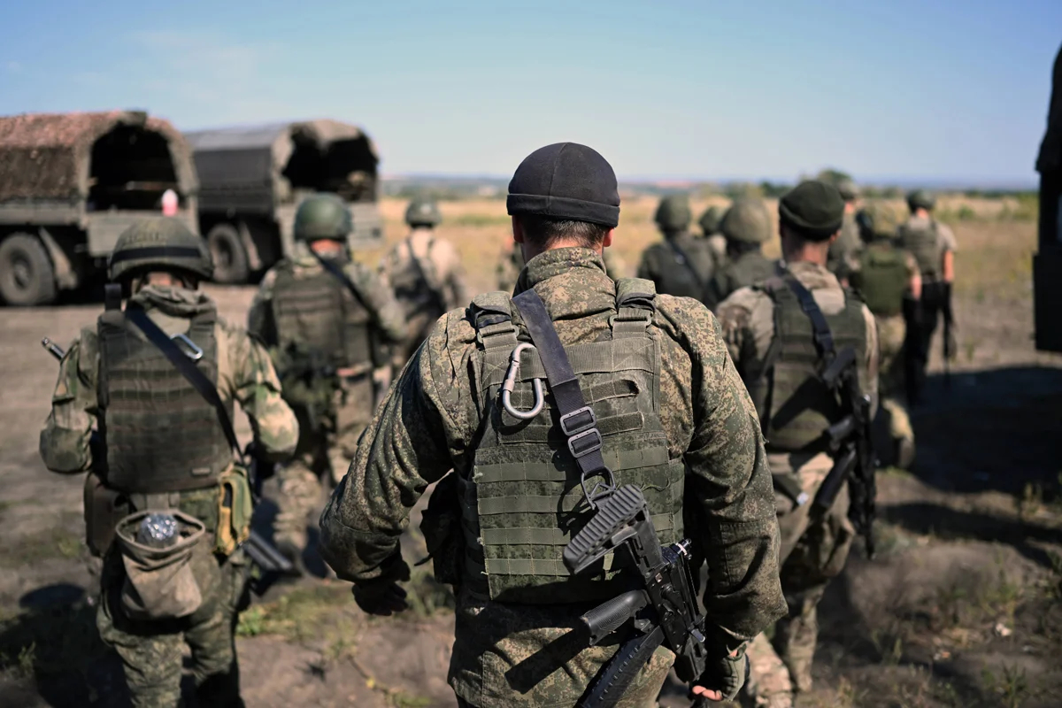 Российские военнослужащие штурмового полка во время учений в Луганской области Украины. Фото: Алексей Маишев / Спутник / Imago Images / SNA / Scanpix / LETA