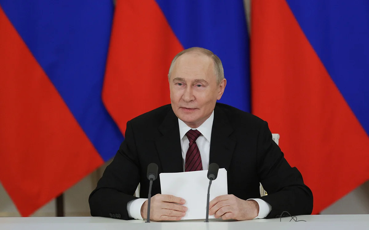 Владимир Путин делает заявление для СМИ в Кремле в Москве, Россия, 11 мая 2025 года. Фото: Гавриил Григоров / EPA-EFE