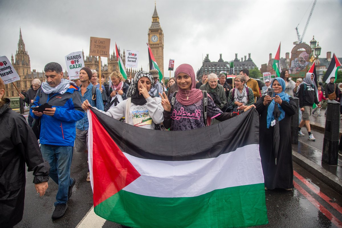 Участники марша в поддержку Палестины в Лондоне, Великобритания, 19 июля 2025 года. Фото: Tayfun Salci / EPA