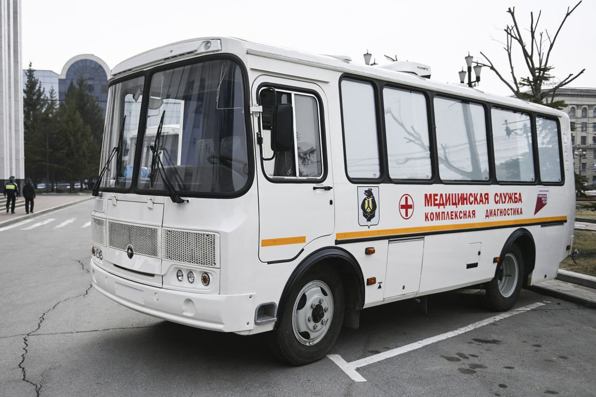 Передвижной лечебно-диагностический кабинет на базе автобуса ПАЗ. Фото: пресс-служба Губернатора Хабаровского края /  Telegram