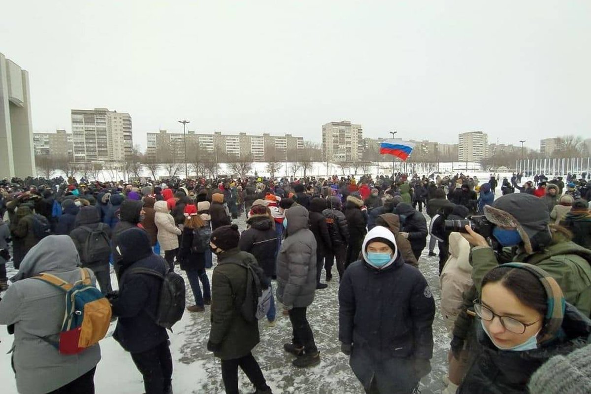 Митинг в поддержку Алексея Навального в Перми, 23 января 2021 года. Фото:  сайт пермской деловой газеты «Бизнес класс»