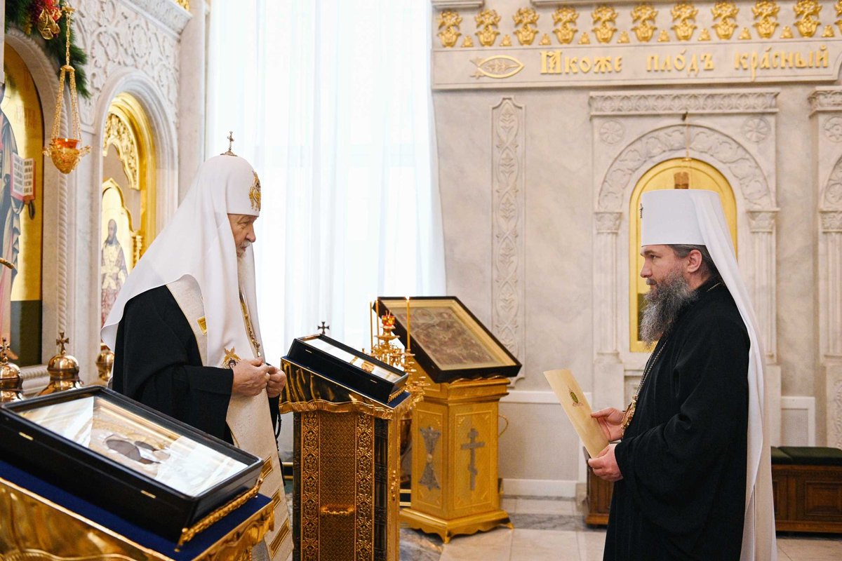 Патриарх Кирилл (Гундяев) и митрополит Евгений (Кульберг), 2020 год. Фото: Сергей Власов / пресс-служба РПЦ