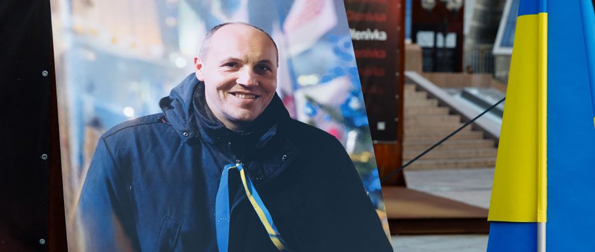 Прощание с Андреем Порубеем на Майдане, 1 сентября 2025 года. Фото: eurosolidarity.org