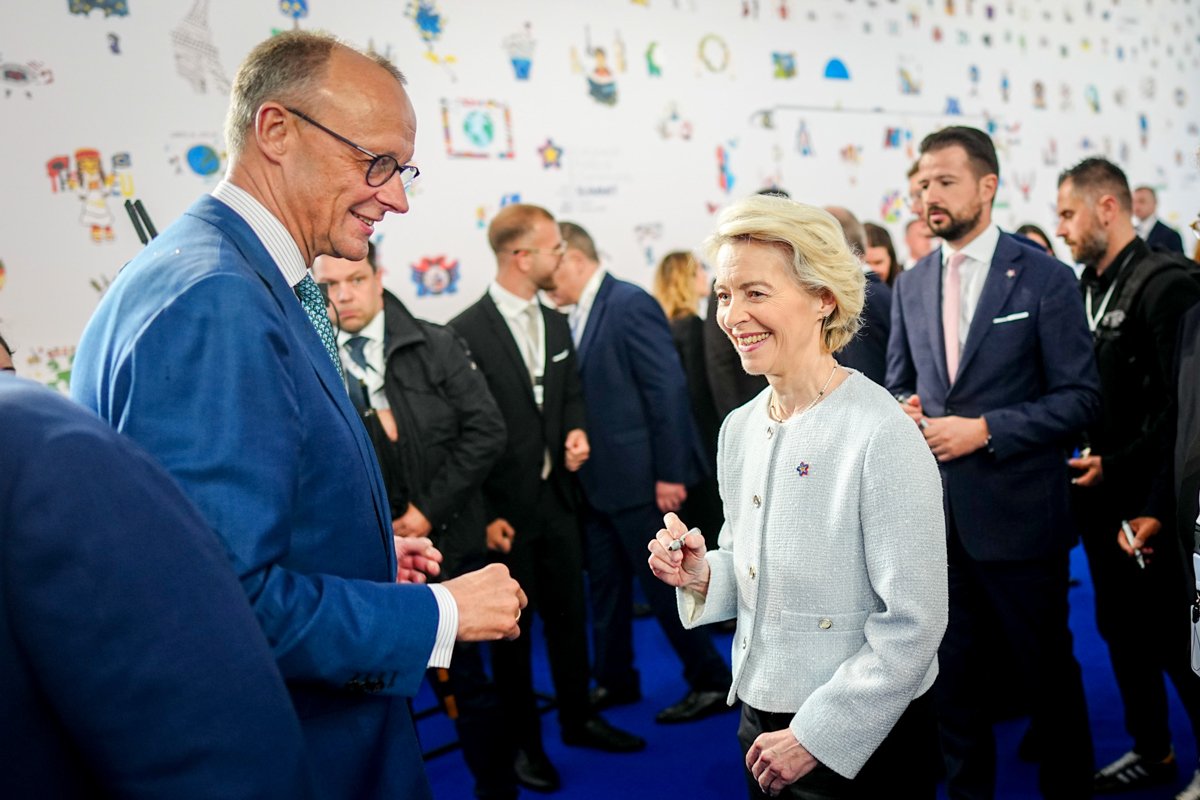 Канцлер Германии Фридрих Мерц и председатель Европейской комиссии Урсула фон дер Ляйен. Фото: Photo: Kay Nietfeld / dpa