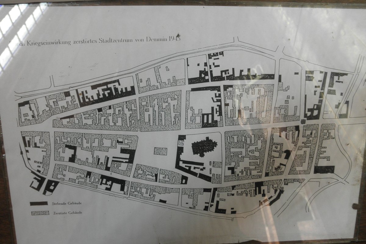 Разрушенные в мае 1945 года территории (выделены серым цветом) в Деммине. Фото: Wikswat / Wikimedia (CC BY-SA 3.0)